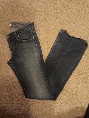 PAIGE Blue Denim Jeans with Patterned Waistband